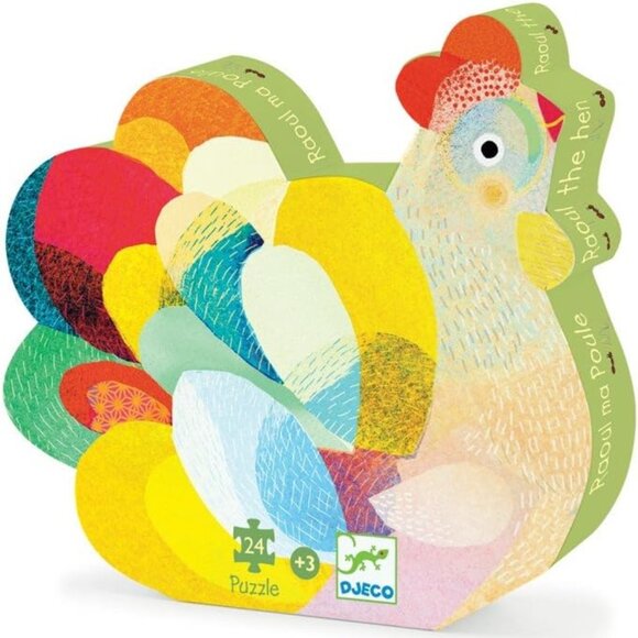 Brand New Djeco 24 Pieces Jigsaw Puzzle Raoul the Hen - Silhouette  Puzzle - Picture 1 of 8